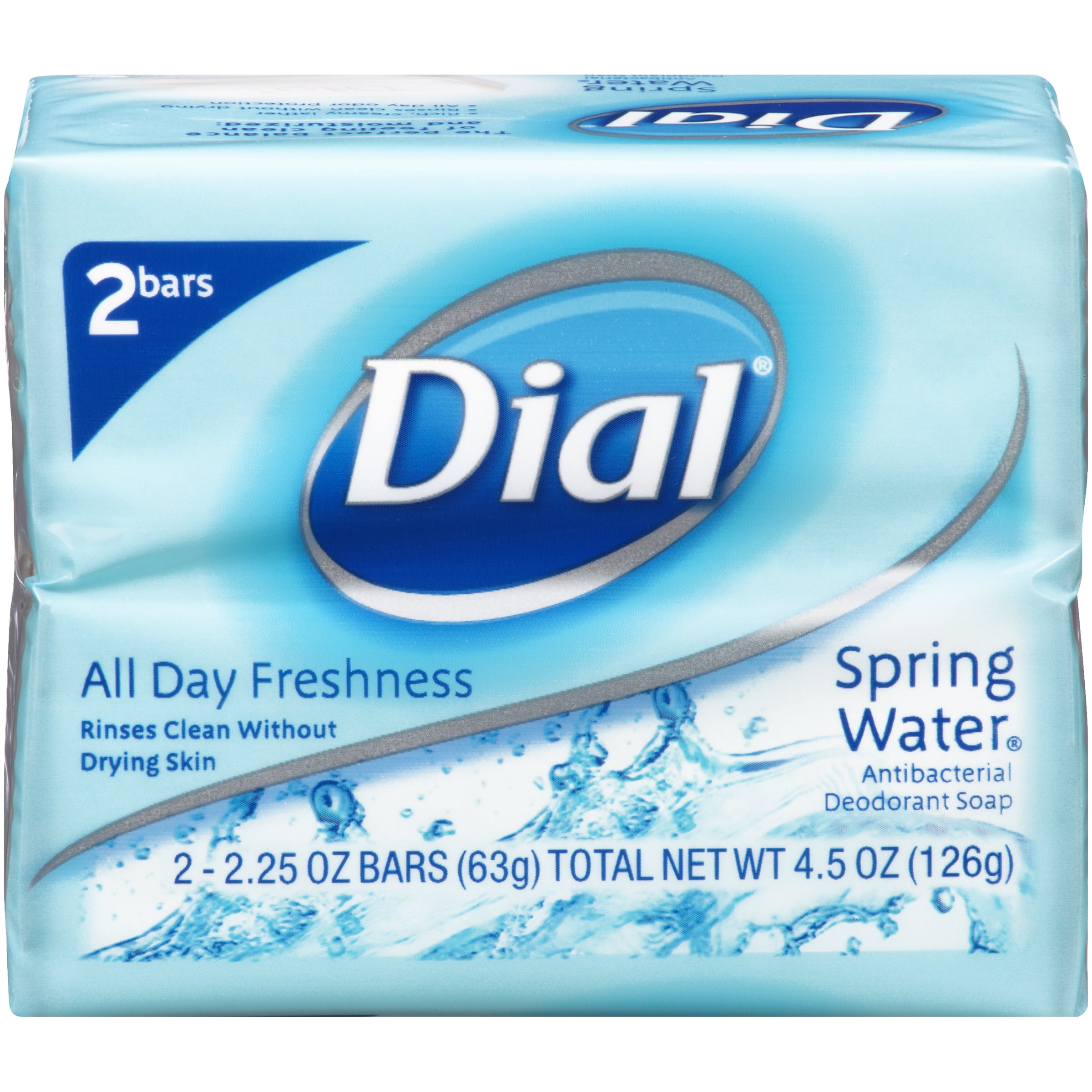 Dial Antibacterial Deodorant Bar Soap, Spring Water, 2.25 Ounce Bars, 2