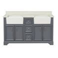 thumbnail image 3 of Zelda 60" Double Farmhouse Bathroom Vanity with Powder Gray Cabinet and Quartz Top, 3 of 8