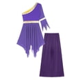 thumbnail image 3 of Doomiva Womens Worship Dance Praise Dress with Wide-Leg Pants Liturgical Dance 2PCS Outfit Purple M, 3 of 4
