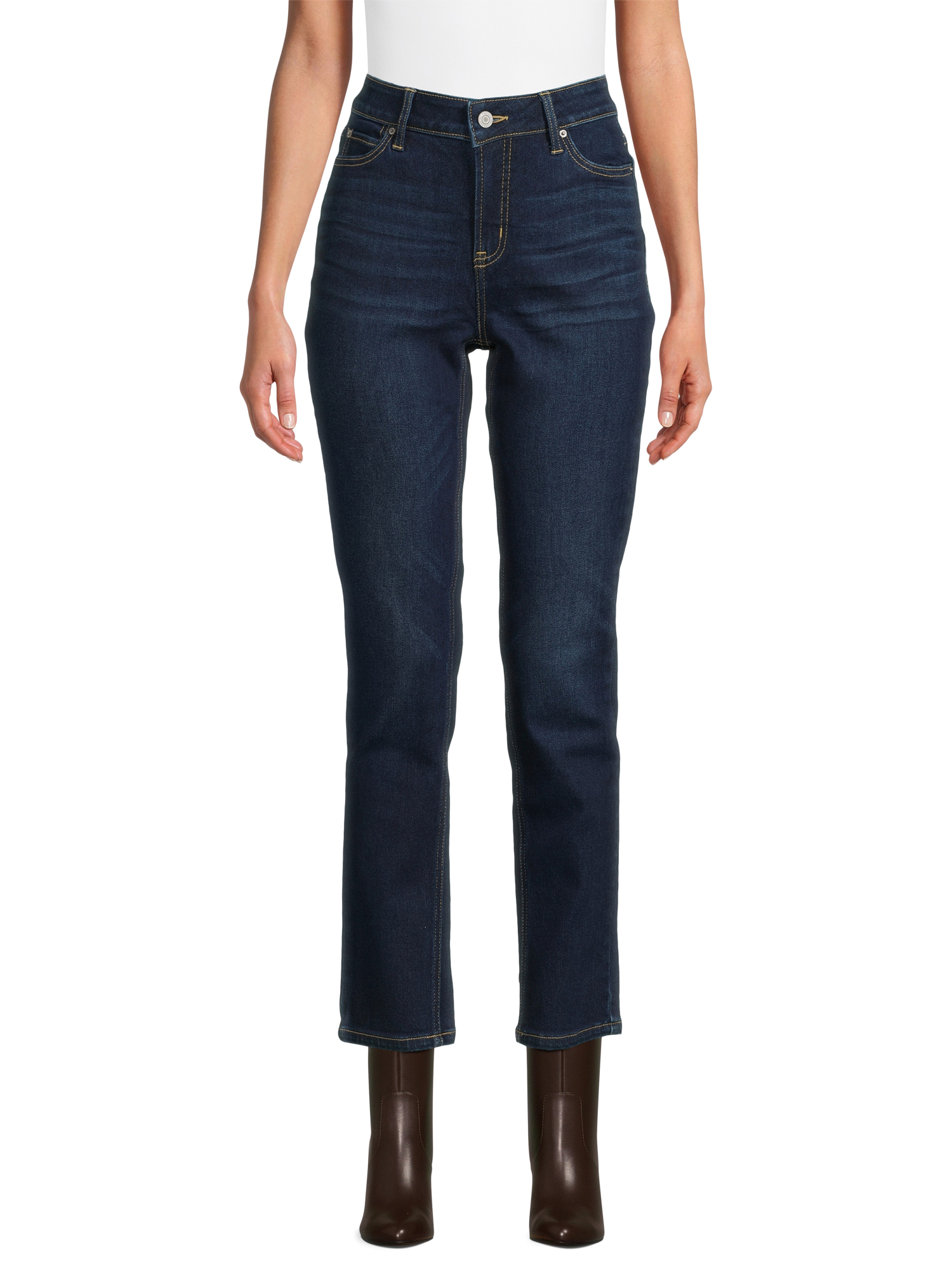 Time and Tru Women’s Mid Rise Straight Leg Jeans, 30" and 28" Inseams, Sizes 0-22