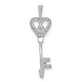 thumbnail image 3 of 14K White Gold Charm Pendant Diamond Round 1 10Ct. Heart Key, 3 of 4