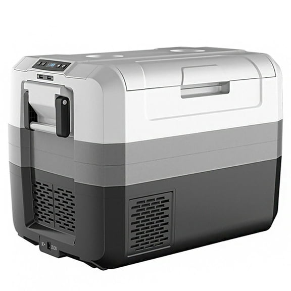 Demifill 58 Quart Portable Electric Camping Car Cooler, Two-way Door and Portable Camping Car Cooler, White & Green