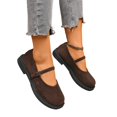 thumbnail image 6 of IEMIEMIEM Mary Jane Shoes Women Suede Ballet Flats Platform Non-Slip Classics Round Toe Ankle Buckle Strap Comfort Casual Dress Work Mary Jane Flat Shoes Coffee 8 Wide, 6 of 7
