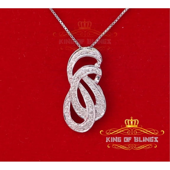 King of Bling's Real 0.15CT Diamond Stones FASHION Sterling Charm Necklace Silver White Pendant