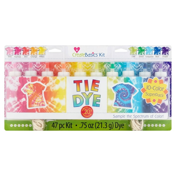 Create Basics 10 Color Tie Dye Kit, Rainbow Colors - Walmart.com