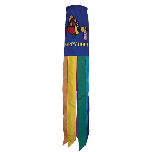 In the Breeze 4154 — Happy Hour Fish Windsock, 40-Inch — Colorful and Fun Outdoor Hanging Decor for Yards, Gardens, Bars