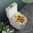 thumbnail image 2 of ZIATUBLES Sunflower Butterfly Print Toilet Bowl Lid Cover with Elastic Edges Washable Polyester Bathroom Covers Fits Round Oval Elongated Lids Bathroom Decor Accessories, 2 of 6