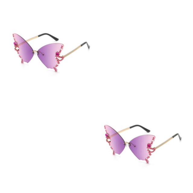 Minnieouse Gafas de sol de moda Gafas a prueba de sol Cristal al aire libre Exquisito Atractivo Dulce Presente Regalo de cumpleaños de larga Púrpura 2piezas