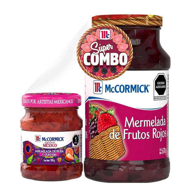 Mermelada McCormick Sabores Regulares frutos rojos 270 g + fresa y guayaba 165 g