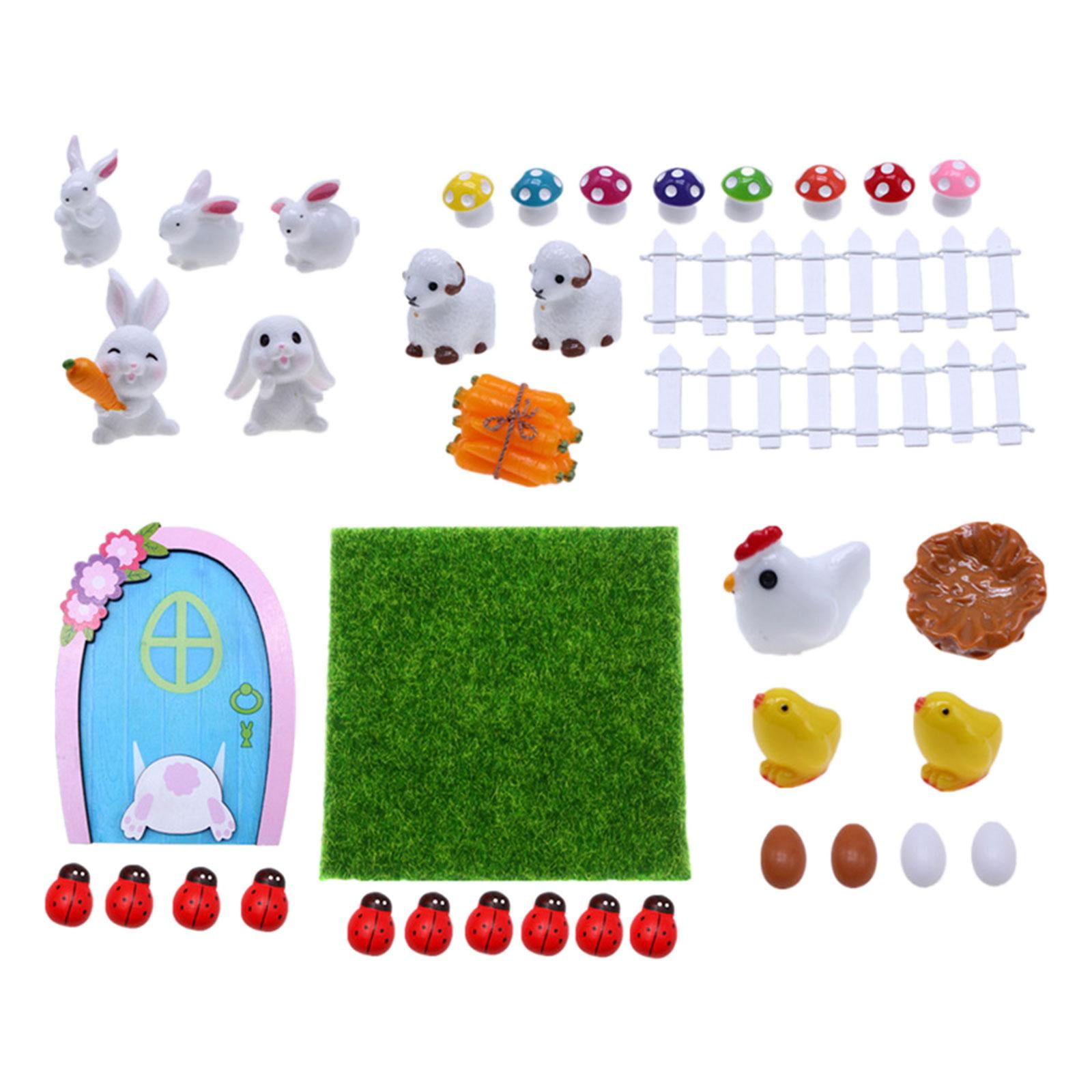 1/12 Dollhouse Easter Decoration Rabbit, Sheep, Chick, Egg, Fence, Door