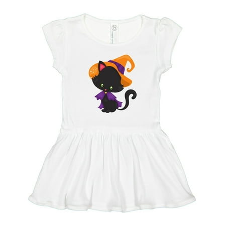 

Inktastic Halloween Cat Cute Cat Black Cat Witch Hat Gift Toddler Girl Dress