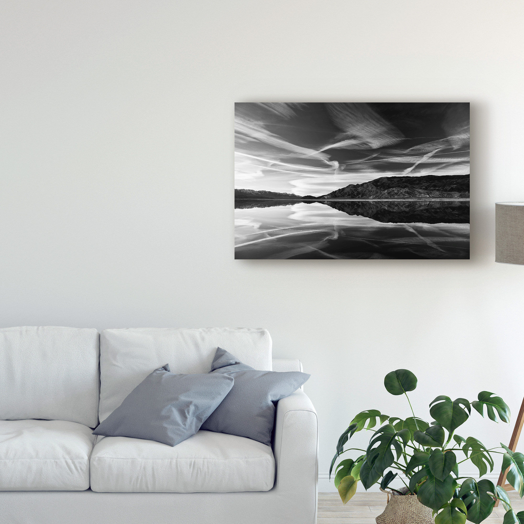Trademark Fine Art 'Owens Lake ReflectionBlack and White' Canvas Art by American School