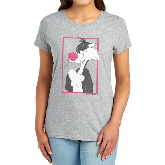 Looney Tunes Sylvester Women's T Shirt, Athletic Heather, Small