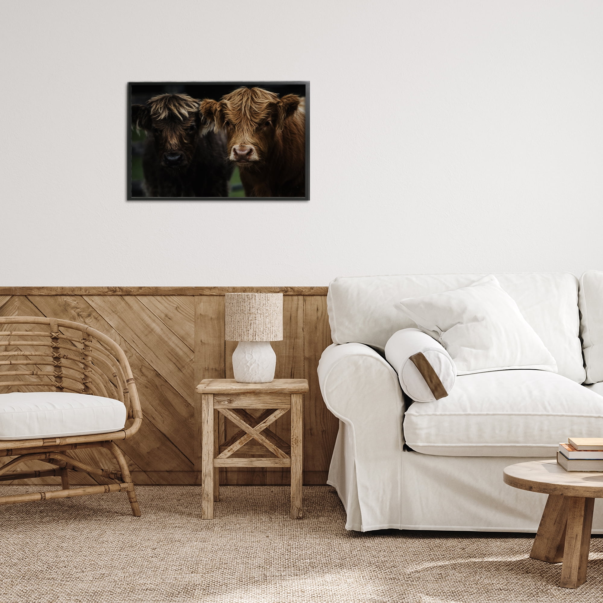 Cow Faces Highland Pair Black Framed Giclee Art, design by Amy Carroll