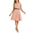 thumbnail image 1 of Vestido de trabajo INSPIRE CHIC para mujer, corte acampanado, vestido de negocios de manga corta 2024, talla XL, color rosa, 1 of 6