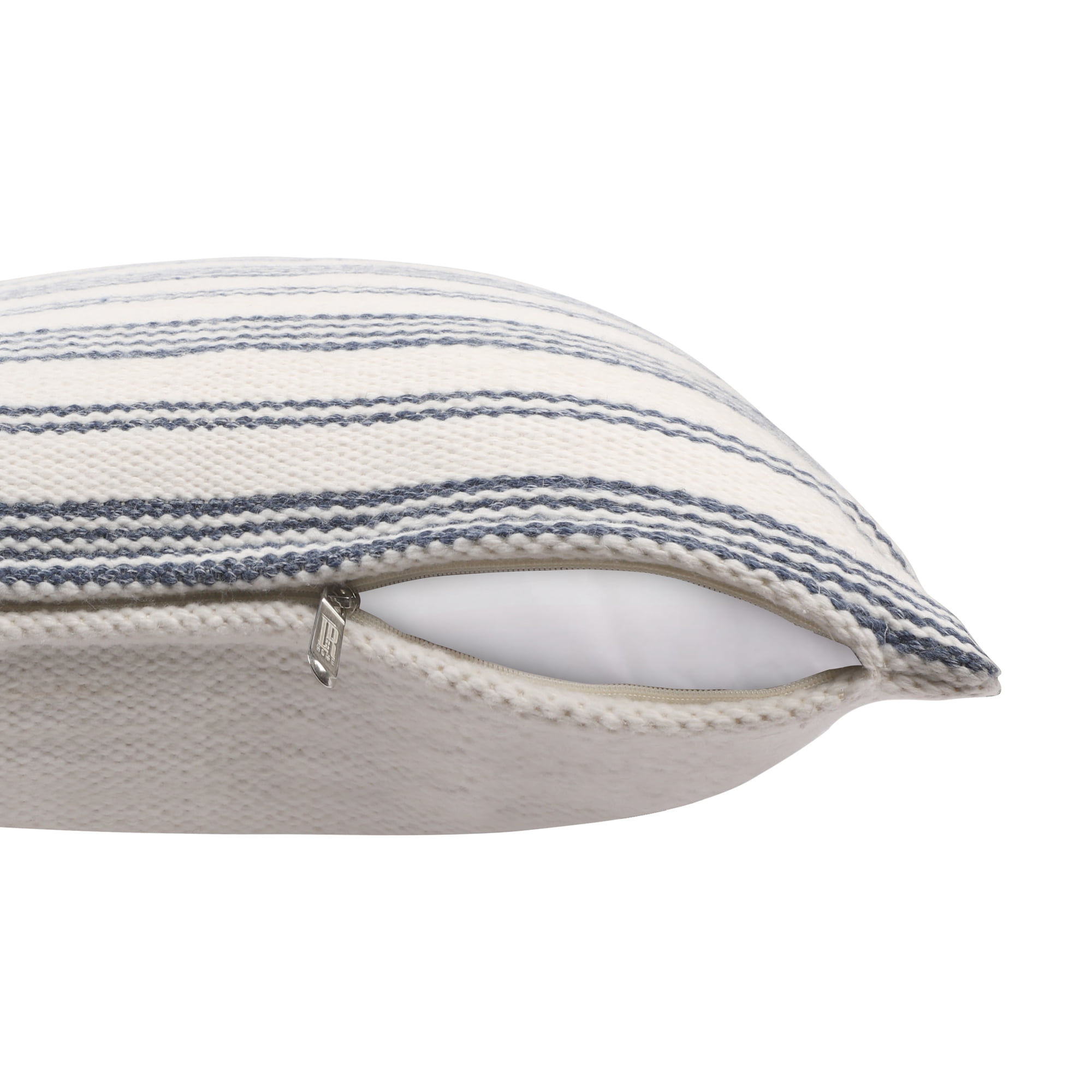Ox Bay Petra 20" x 20" Navy/White Striped Reversible Indoor/Outdoor Adult Decorative Throw Pillow