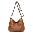 thumbnail image 3 of becaristey Ladies Cross Body Bag Messenger Large Over Shoulder Handbag Long Strap Brown, 3 of 8