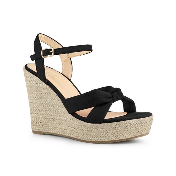 BLISSFUL STEP Women's Platform Slingback Espadrille Wedge Heel Sandals