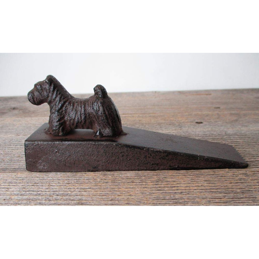Dog Door Stop Cast Iron Terrier Wedge JAM for Doors