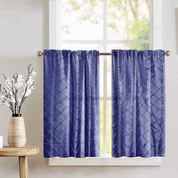 Cross-Stitch Diamond Pattern Pintuck Taffeta Café Tier Curtains Window Treatment Kitchen Home Décor