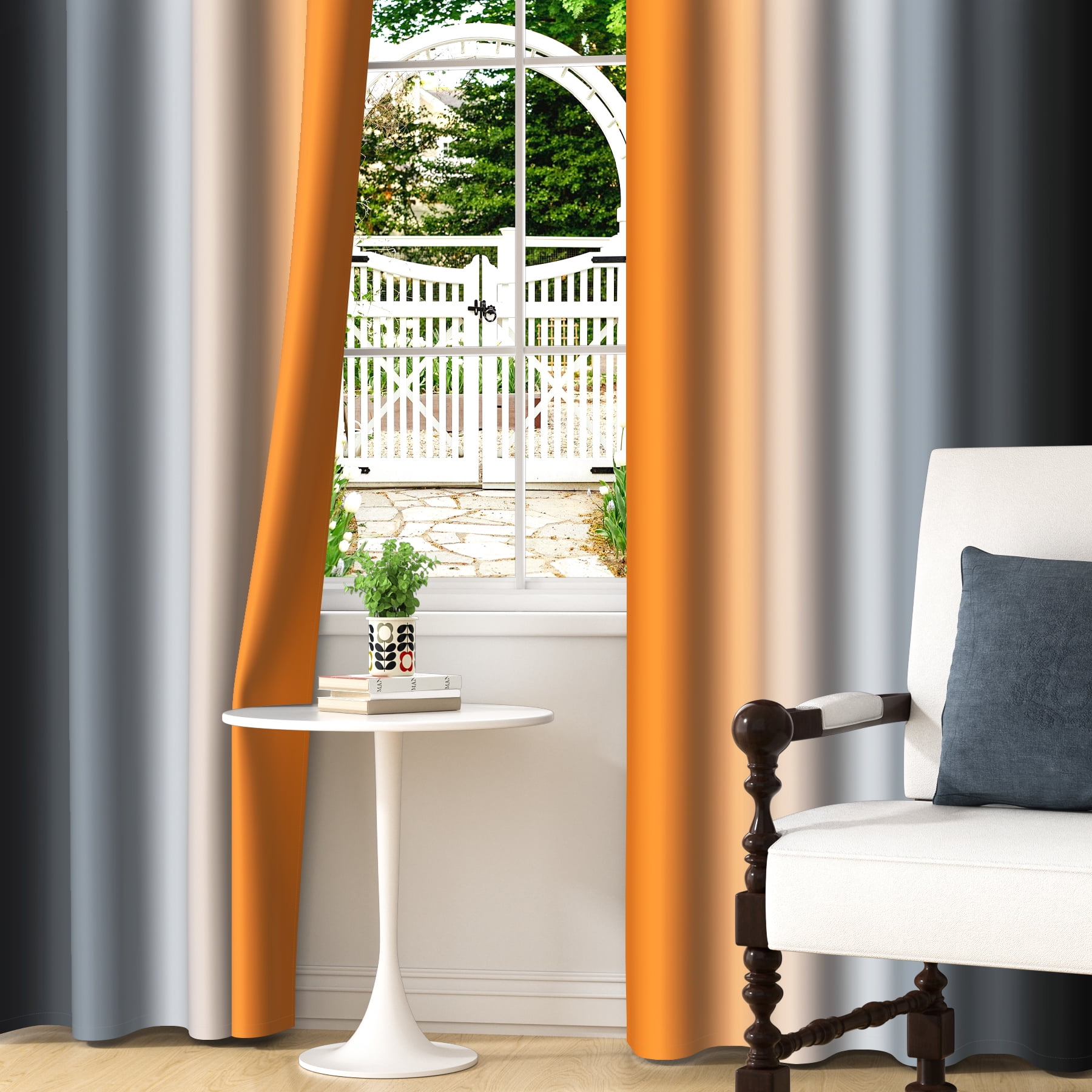Lfeey Blackout Curtains for Bedroom Black and Burnt Orange Patchwork Curtains, 2 Panels Set, 42 x 72 inch