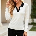 thumbnail image 2 of Edvintorg Womens Sweater Color Block V Neck Long Sleeve Lightweight Knit Sweaters Fall Top Woman Clothes White XL, 2 of 6