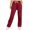 Wine, variant on HVOBTTY Women's Straight Leg Pants, Fall Pants for Women, Women's Casual Solid Color High Waisted Elastic Waist Wide Leg Pants with Pockets Blue,XXL