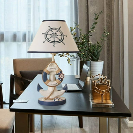 Light Nautical Style Resin Desk Lamp, Navy Blue Side Table Lamps