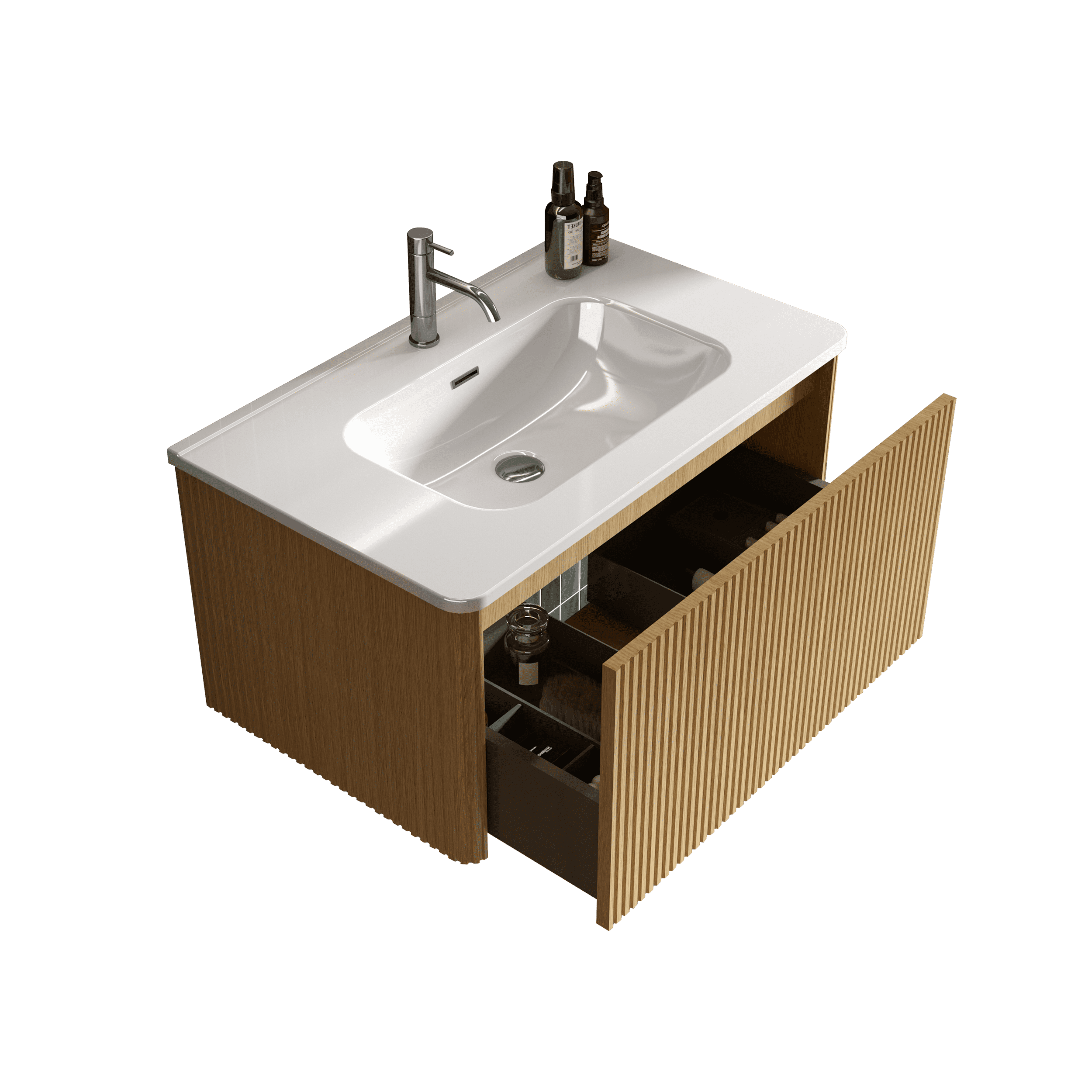 Lisonu 30" Glossy White Ceramic Integrated Basin Modern Bathroom Sink with Rounded Edges for Home Kitchen Vanity