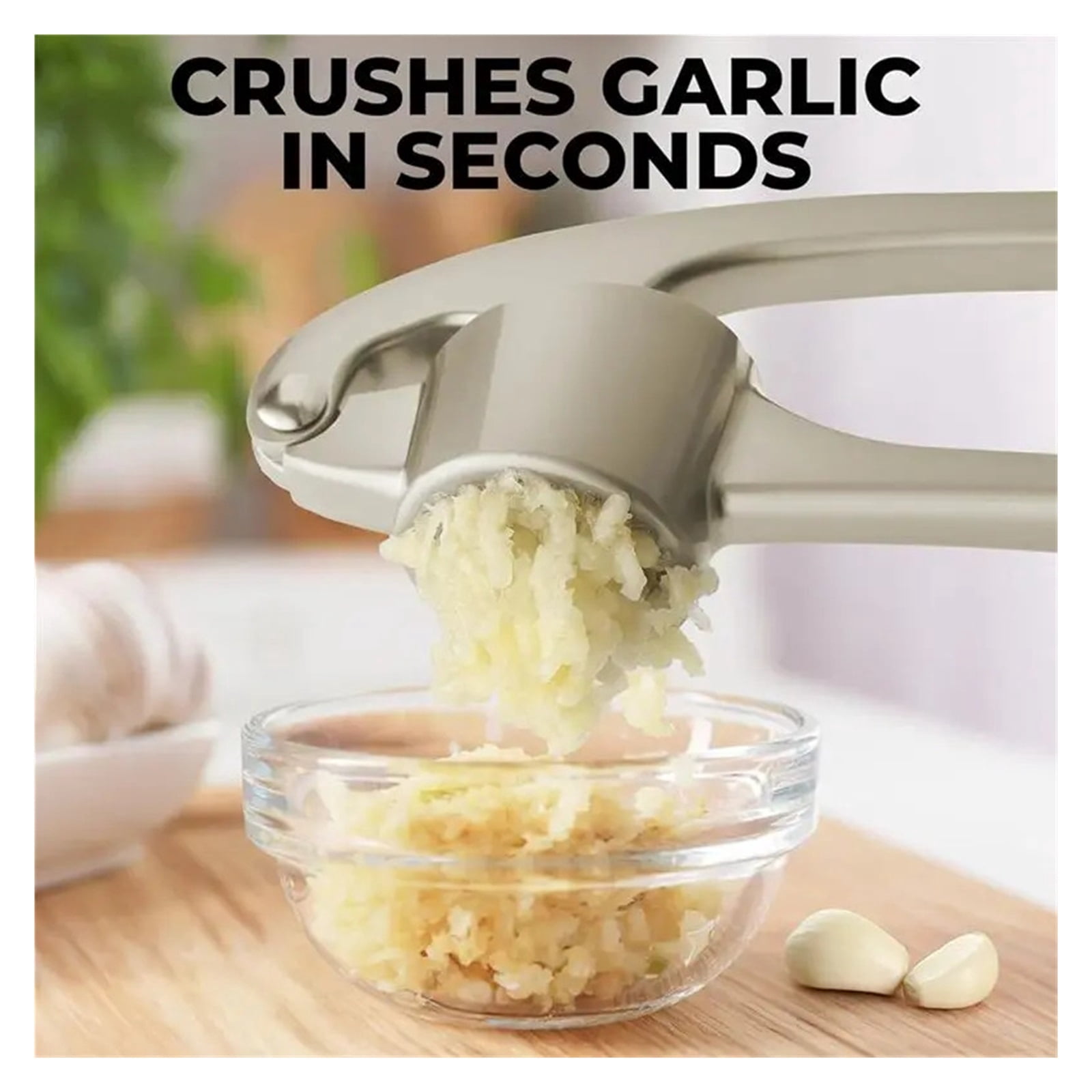 Garlic Press Set Kitchen Garlic Mincer Tool Easy Squeeze Easy Clean Silicone Garlic Peeler & Brush Home Kitchen Gadgets