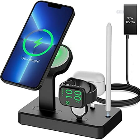 HATALKIN 36W Charger Stand for Magsafe Charger,Apple Watch,AirPods 3/Pro, iPhone 13/12/Pro/Pro Max/Mini Charging Station for Multiple Devices Products Holder Desk Dock (Magsafe iWatch NOT Included)