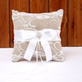thumbnail image 4 of 1 juego de cesta de lino para boda, almohada para anillos con lazo de encaje, decoración para anillos, suministros para bodas, 4 of 5