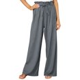 thumbnail image 3 of Sunloudy Pantalones casuales de pierna ancha para mujer, pantalones sueltos de longitud completa de cintura media atados de color sólido para damas, S / M / L / XL / XXL Sunloudy  S M L XL XXL, 3 of 7