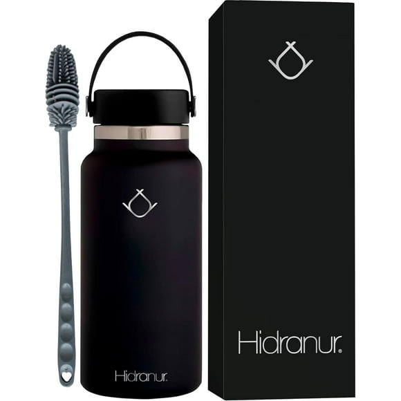 Termo Botella Hidranur de Acero Inoxidable 32 Oz (946.35 ml), Negro