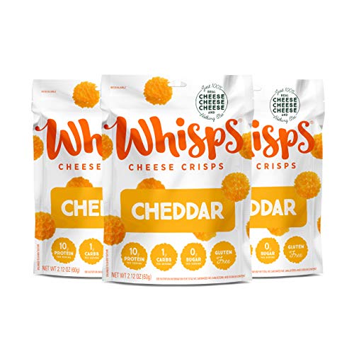 Whisps Cheese Crisps Cheddar Cheese Snacks, Keto Snacks, 22g of Protein Per Bag, Low Carb