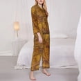 thumbnail image 4 of Kll Vintage Map Print Women'S Long Sleeve Pajamas With Pants Sleepwear Loungewear 2 Set-Xx-Large, 4 of 9