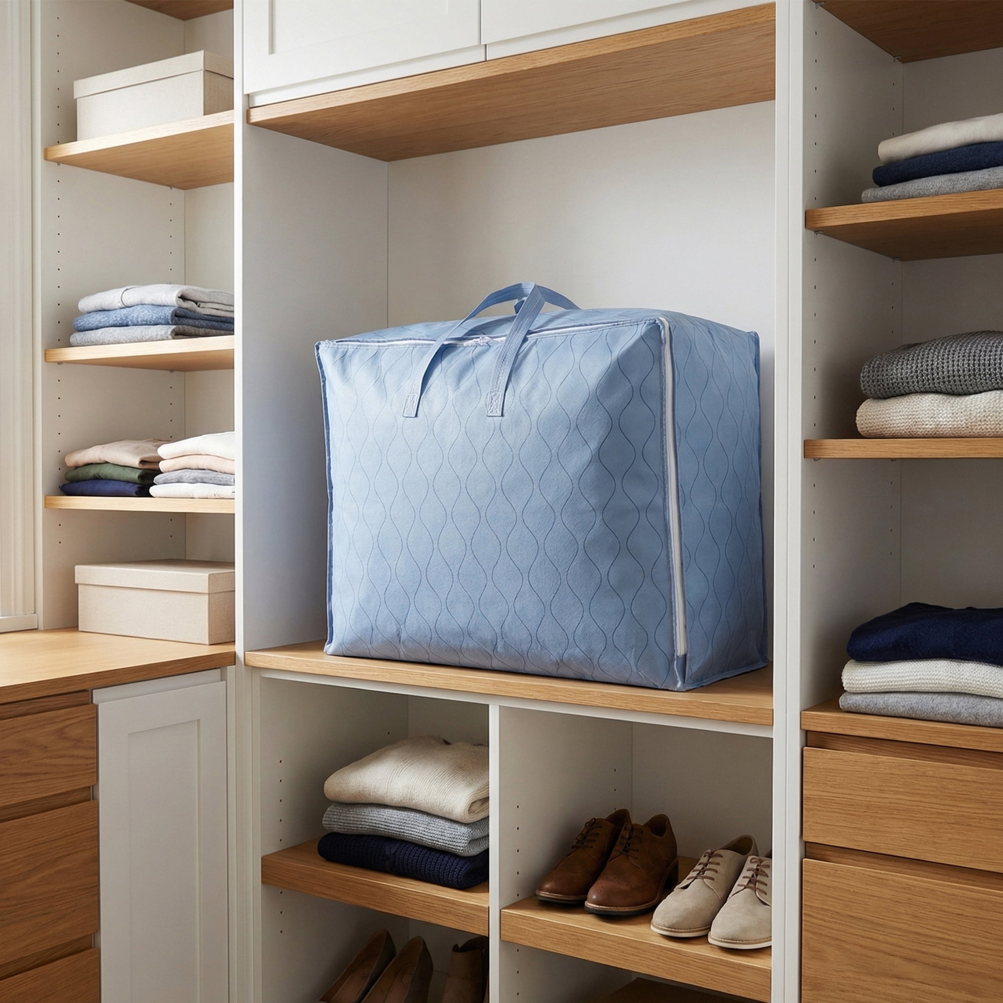 Unique Bargains Storage Bag for Organizing Comforter and Closet Blue 31.5"x11.8"x23.6"
