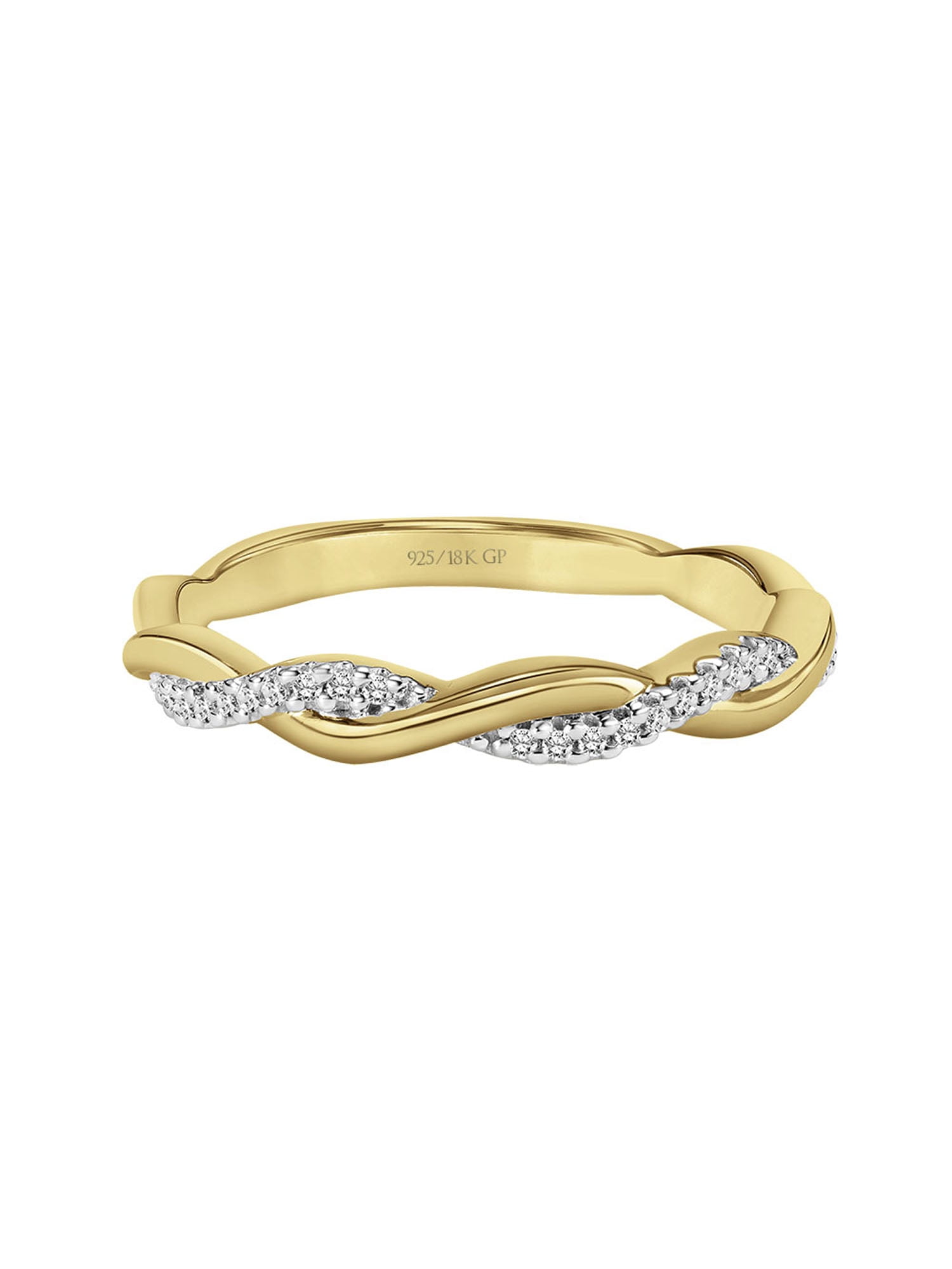 Keepsake Diamond-Accent Twist Anniversary Ring in 18k Yellow Gold over Sterling Silver