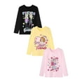 thumbnail image 3 of HILEELANG Little Girls' Long Sleeve Tee Shirt Cotton Crewneck Friends Graphic Tops T-Shirts Black Yellow Pink 3 Packs Sets 7Years, 3 of 7