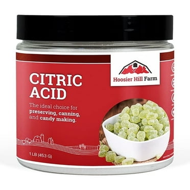 Hoosier Hill Farm Citric Acid, 1 lb Plastic Jar, Shelf-Stable, Sugar-Free, Sodium-Free and Fat-Free