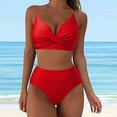 thumbnail image 5 of Clearance Sales Swimwears Tankinis Set Summer Saving Two Piece Swimsuits Women Vintage Front Two Ruched Swimwears Bathing Suit Tie String Thong Bikini Set for Women, 5 of 6