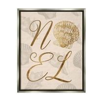 Noel Holiday Seashell Detail Holiday Graphic Art Luster Gray Framed Art Print Wall Art