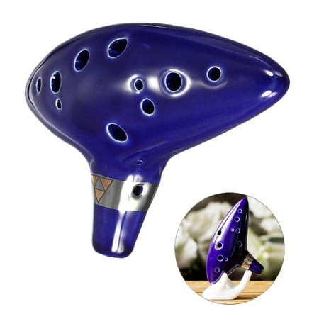 Blue 12 Hole Ocarina Instrument Ceramic Alto C Flute Blue Color Musical Instrument Ocarina