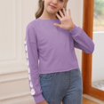 thumbnail image 5 of Xyxonk Long Sleeve Shirts for Girls Fall Trendy Shirts Size 10-12 Kids Crew Neck Tshirts Cute Cute Daisy Prints Crop Tops Tween Girls Clothes Light Purple 120, 5 of 6