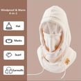 thumbnail image 2 of YOPTOP Winter Warm Unisex Hat and Gloves Set - Soft Polyester Drawstring Ear Warmer Face Mask Cold Proof Fitted Knit Fabric Machine Washable Essential for Cycling Outdoor Fishing Tr,Black Hat, 2 of 6