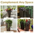 thumbnail image 5 of Sunnydaze 11" x 11" x 24" Square Brown Polyrattan Outdoor Planter with Liner 2-Count, 5 of 11