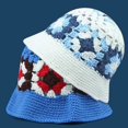 thumbnail image 3 of CoCopeaunts Women Bucket Hat Hollow Crochet Knitting Multicolor Flower Fisherman Hat Foldable Basin Hat Four Seasons Wild Wear, 3 of 8