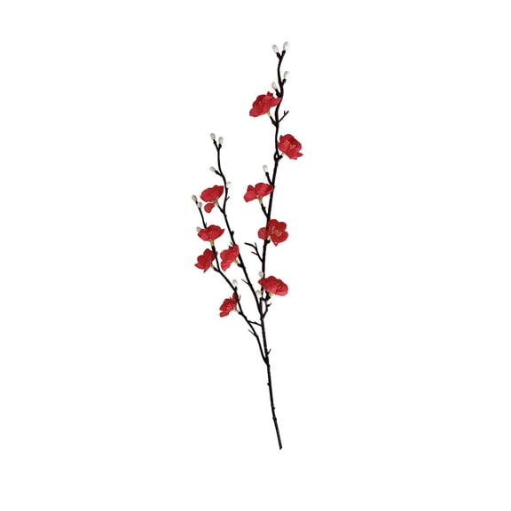 Cherry Blossom Stems,Spring Table Decor,Artificial Plum Blossom Branch, Fake Cherry Blossom Stems 21" Long Stem Faux Silk Flower for Wedding Home Office Bedroom Party Table Centerpiece(Red)