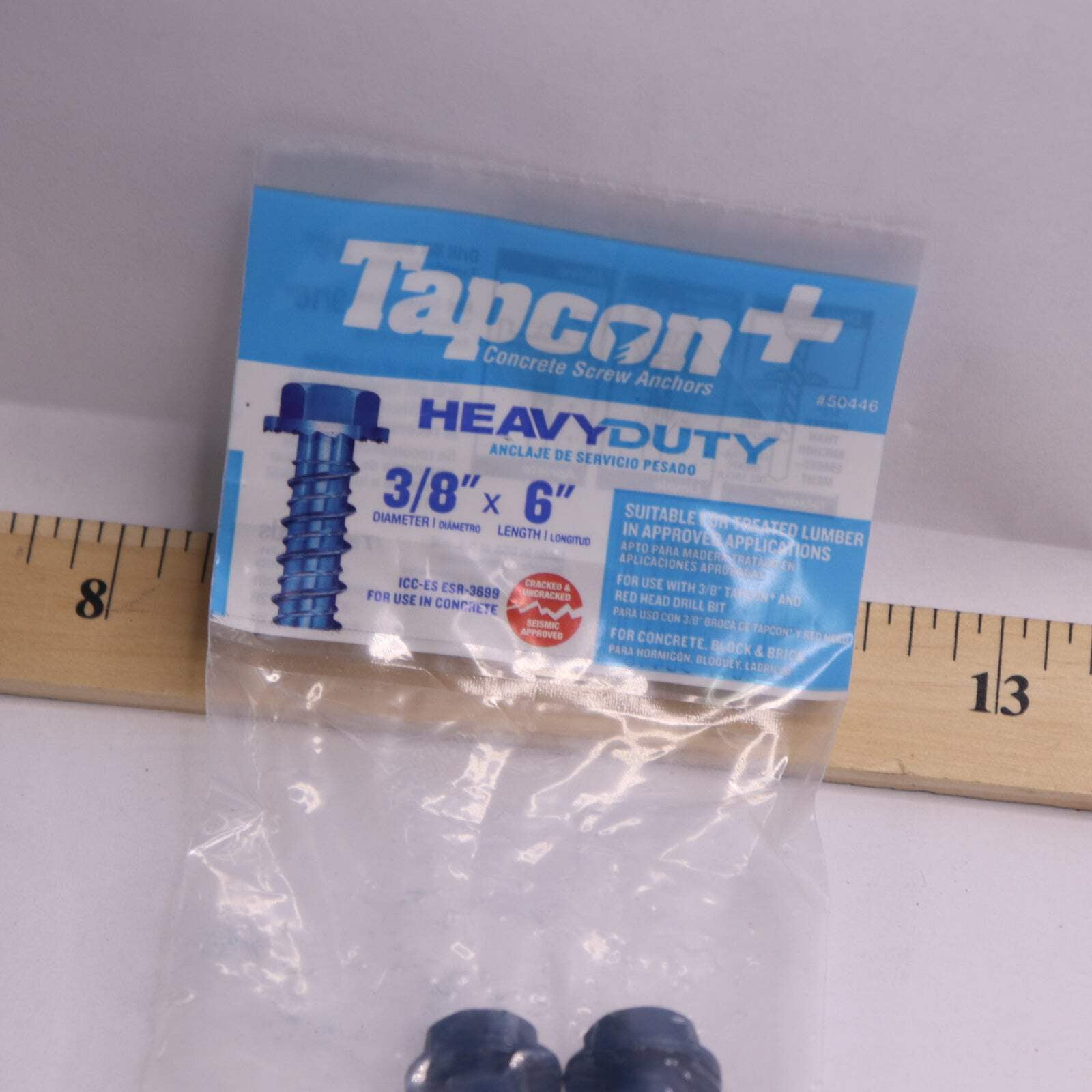 Tapcon Plus 5038080 0.37 x 6 in. Blue Hex Drive Hex Washer Head Concrete Screws, Pack of 2 - Case of of 8