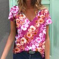 thumbnail image 1 of T-Shirts d'Été pour Femmes Grande Taille en Liquidation, Blouse Imprimée d'Été pour Femmes, T-Shirts Décontractés à Col en V à Manches Courtes, Hauts T-Shirt à Col en V pour Femmes en Liquidation, 1 of 5